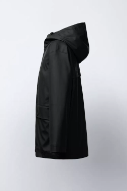 ZARA ПАРКА С ПРОРЕЗИНЕННЫМ ПОКРЫТИЕМ WATER REPELLENT, ЧЕРНЫЙ