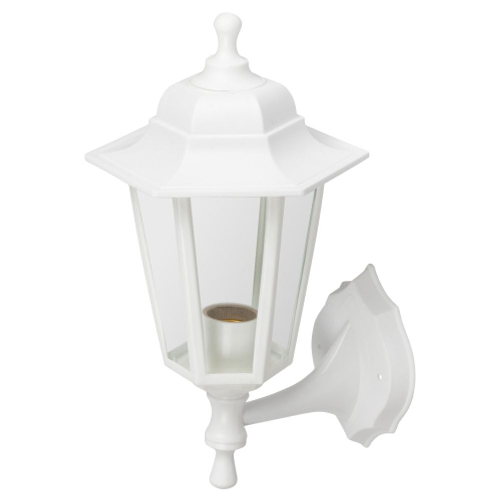 Садово-парковый светильник ЭРА НБУ 06-60-001 белый 6 гранный настенный IP44 Е27 max60Вт | Садово-парковые светильники