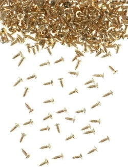 Саморезы по дереву золотые 2.5х8 мм декоративные с потайной головкой 100 шт, шурупы для шкатулки