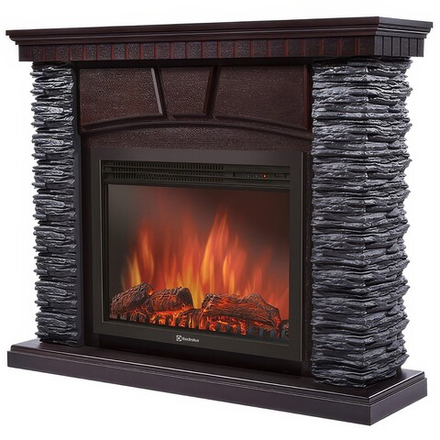 Портал Firelight Porto 30 камень черный, шпон венге