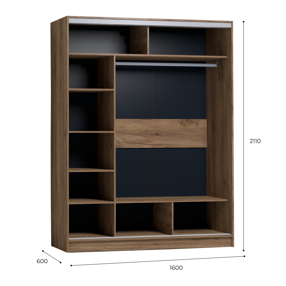 Шкаф-купе с зеркалом Strike 1600 Дуб табачный Craft