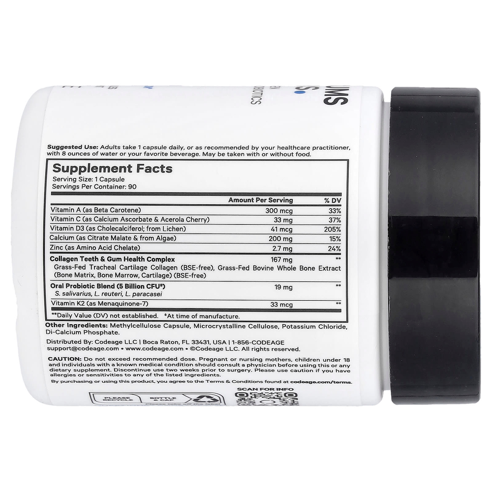 Codeage, витамины для зубов и дёсен, 90 растительных капсул