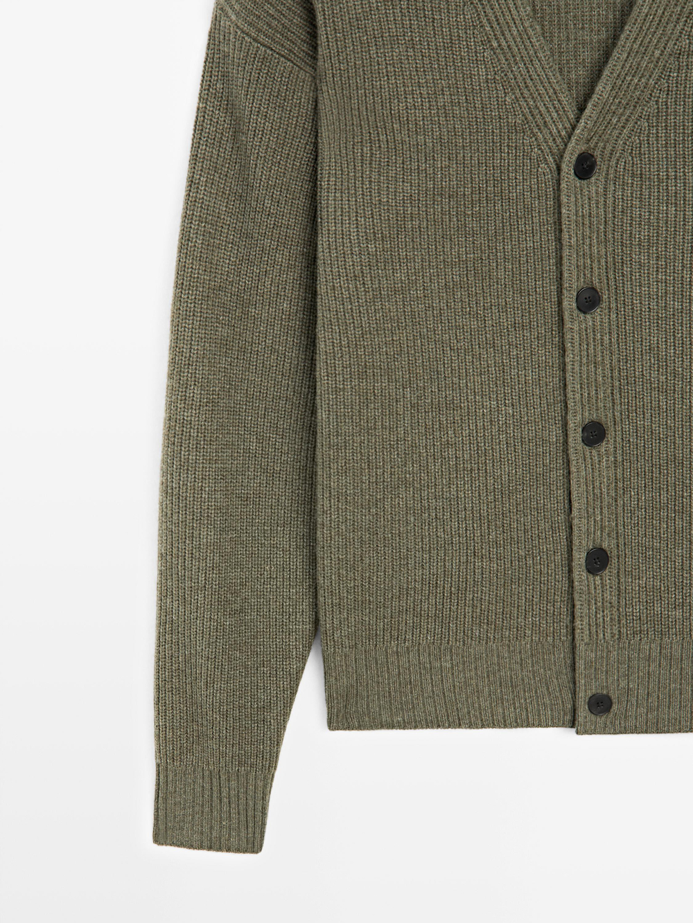 Massimo Dutti Вязаный кардиган с V-образным вырезом, зеленый