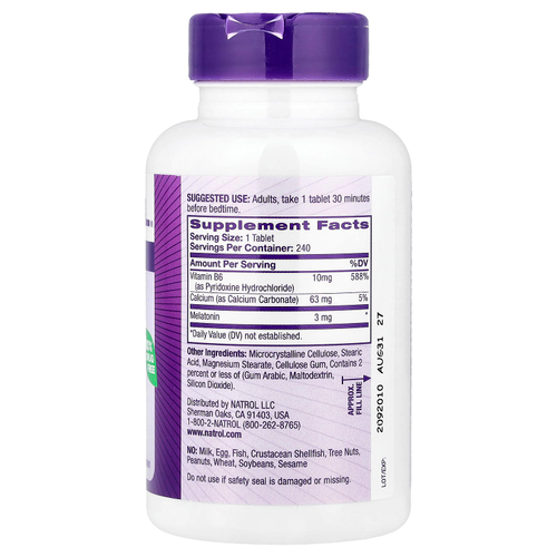 Natrol, Мелатонин, 3 мг, 240 таблеток