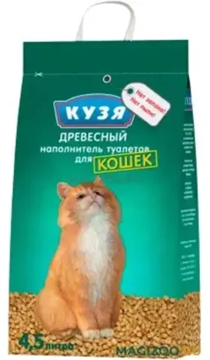 КУЗЯ Наполнитель для кошачьего туалета древесный, 4,5 л