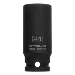 Головка ударная удлиненная шестигранная, 24 мм, 1/2, CrMo Stels