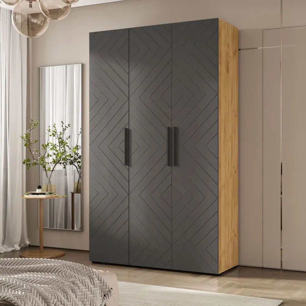 Шкаф 3-х ств., "Флэш" (браш графит/дуб крафт) МФ Миф, г. Пенза