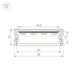 Профиль LINE-3010-2000 ANOD (Arlight, Алюминий) 061543