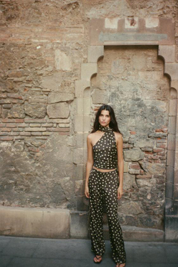 ZARA АТЛАСНЫЕ БРЮКИ КЛЕШ, ЗЕЛЕНЫЙ