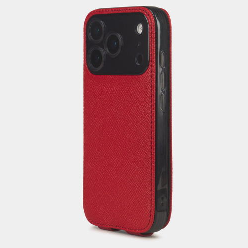 Чехол для iPhone 17 Pro - кожа теленка сафьяно, красный