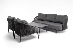 "Верона" лаунж-зона 5-местная плетеная из роупа (веревки), каркас алюминиевый темно-серый, роуп темно-серый