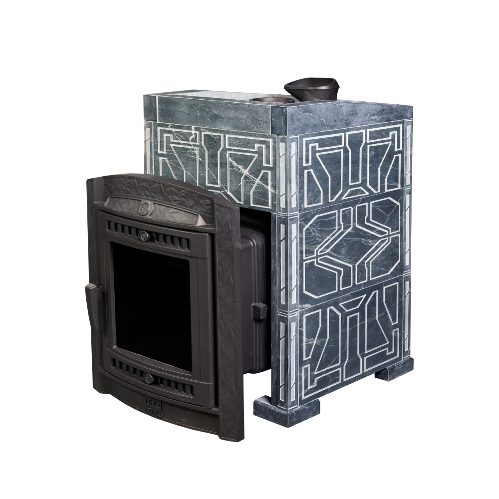 Печь банная "Атмосфера L" в облицовке "Талькохлорит" узор №7