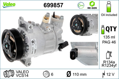 VALEO - 699857-VAL - Compressor, air conditioning