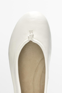 Massimo Dutti Балетки с кожаным узлом, белый