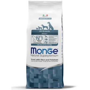 Сухой корм Monge Dog Speciality Line Monoprotein для взрослых собак всех пород, из форели с рисом и картофелем