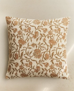 ZARA HOME НАВОЛОЧКА ДЛЯ ДЕКОРАТИВНОЙ ПОДУШКИ ИЗ СИНЕЛИ, ЭКРЮ