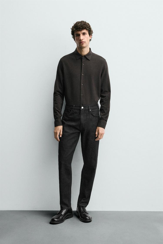 ZARA РУБАШКА ИЗ МЯГКОГО ХЛОПКА, АНТРАЦИТОВО-СЕРЫЙ