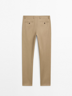 Massimo Dutti Зауженные брюки из смесового хлопка, цвет виски
