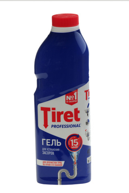 Чистящее средство Tiret Professional (Тирет) для труб удаление засоров без аромата 1л гель бутылка 24445