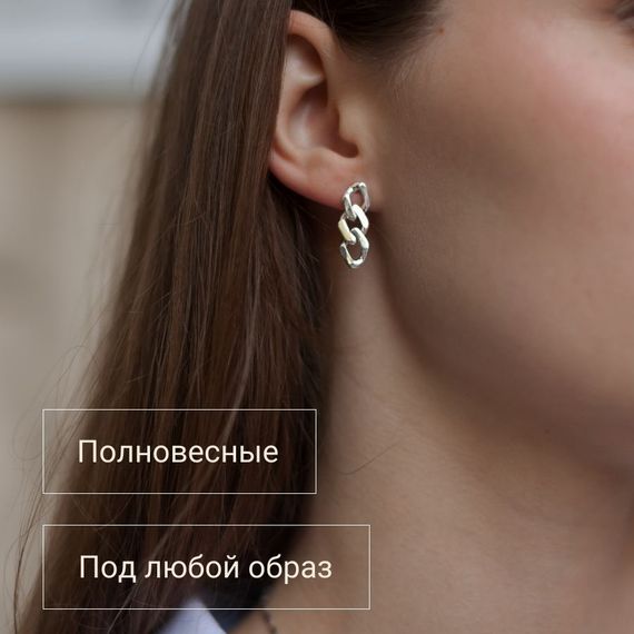 Серьги Звенья из серебра 925 пробы, вид 3