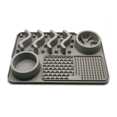 Силиконовый мультиковрик на присосках для питья, медл. кормления l 44х30х4 rich breed м-7 серый