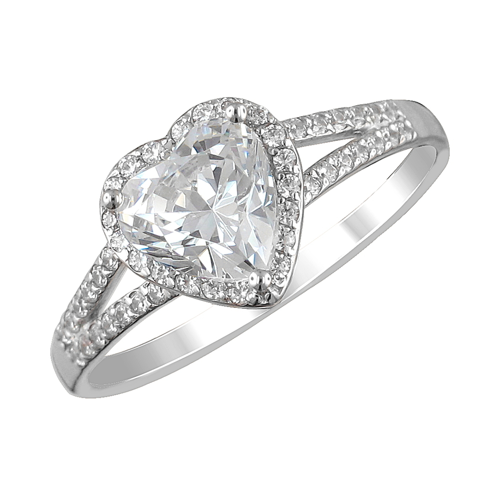 Кольцо с кристаллом Swarovski из белого золота 585 пробы JA-R-К1212184