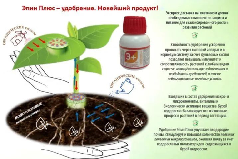 Удобрение для роста и развития растений Эпин Плюс 50 мл