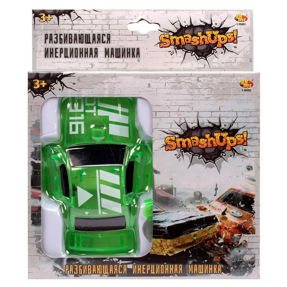 Машинка Abtoys разбивающаяся инерционная зеленая 1:32