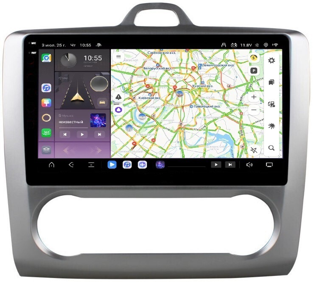 Магнитола для Ford Focus 2 2004-2011 (климат) - Carmedia OL-9201-A QLed+2K, Android 13, TS20, CarPlay, 4G SIM-слот