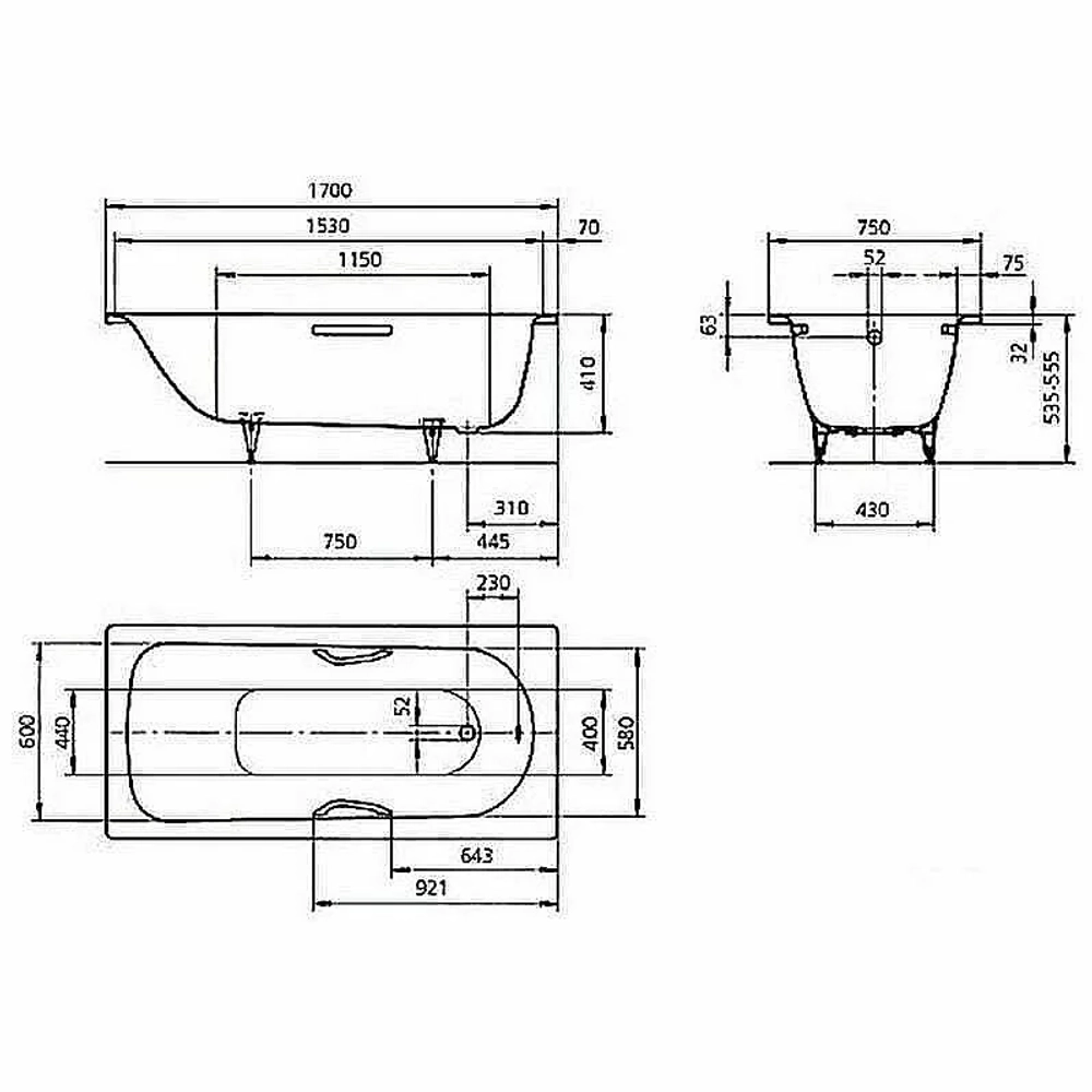 Ванна стальная Kaldewei Saniform Plus Star 336 170x75 133600013001 Easy-clean белый