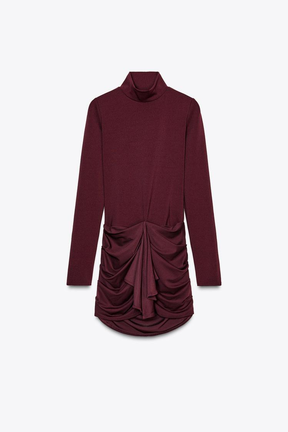 ZARA КОРОТКОЕ ПЛАТЬЕ С РАЗРЕЗОМ, ЦВЕТ БУРГУНДСКОГО ВИНА