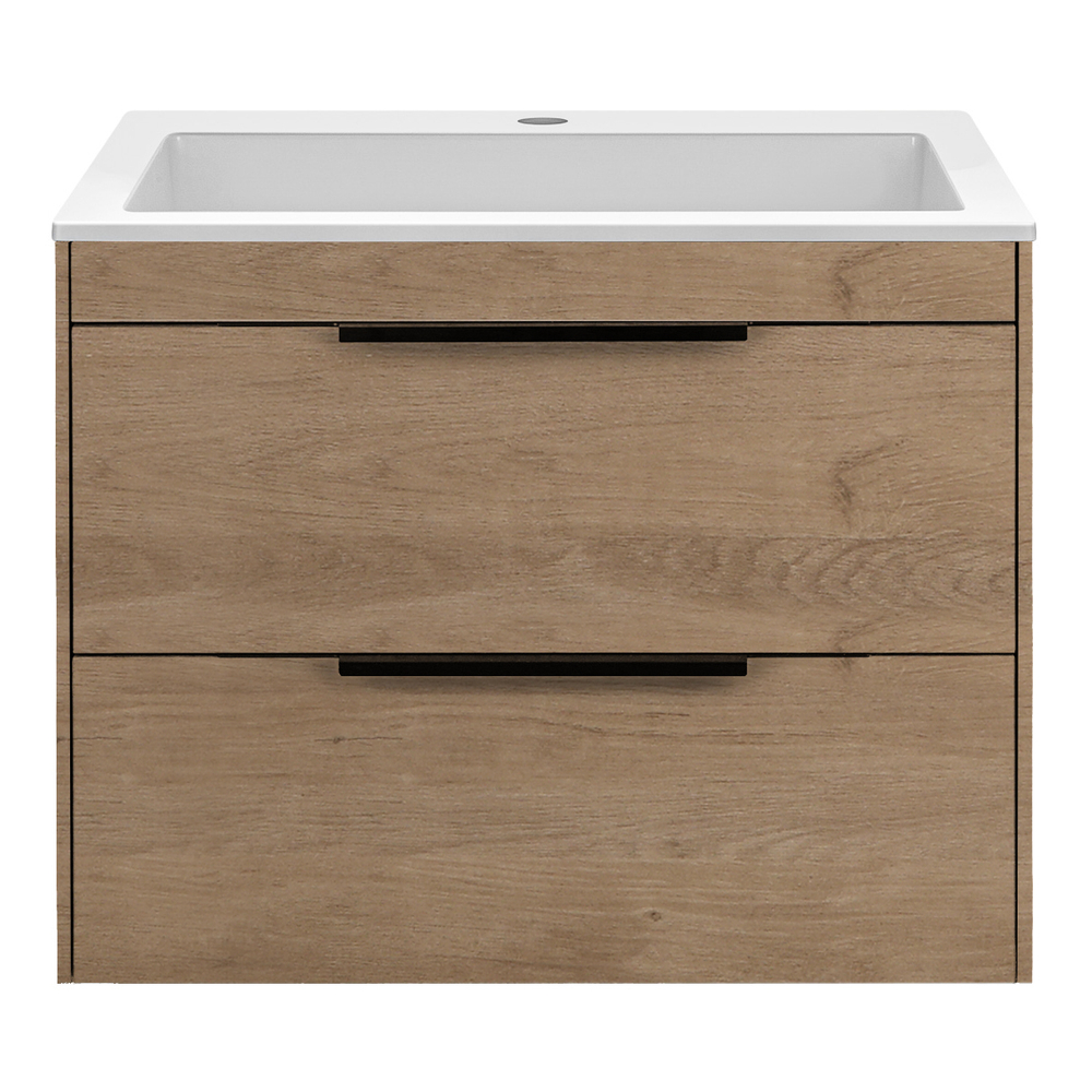 Тумба под раковину Vincea Chiara 2D 600 подвесная, 2 выкатных ящика soft-close, N.Oak