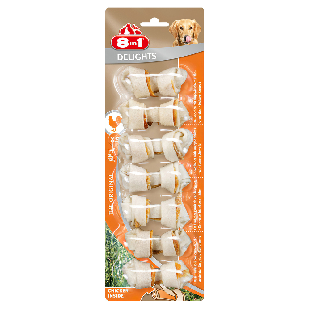 8in1 Delights XS косточки для мелких собак с курицей 7,5 см 7 шт