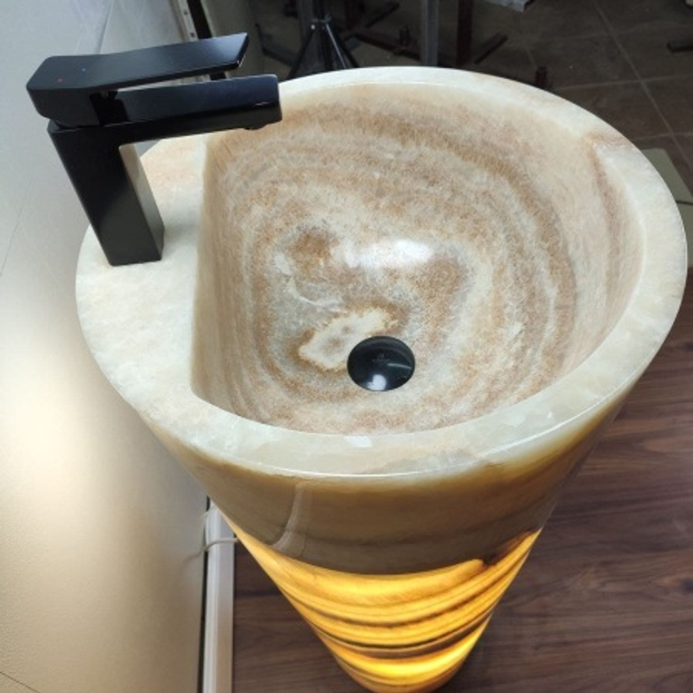 Раковина напольная из оникса Yellow ON-01355 (45*45*90 см)