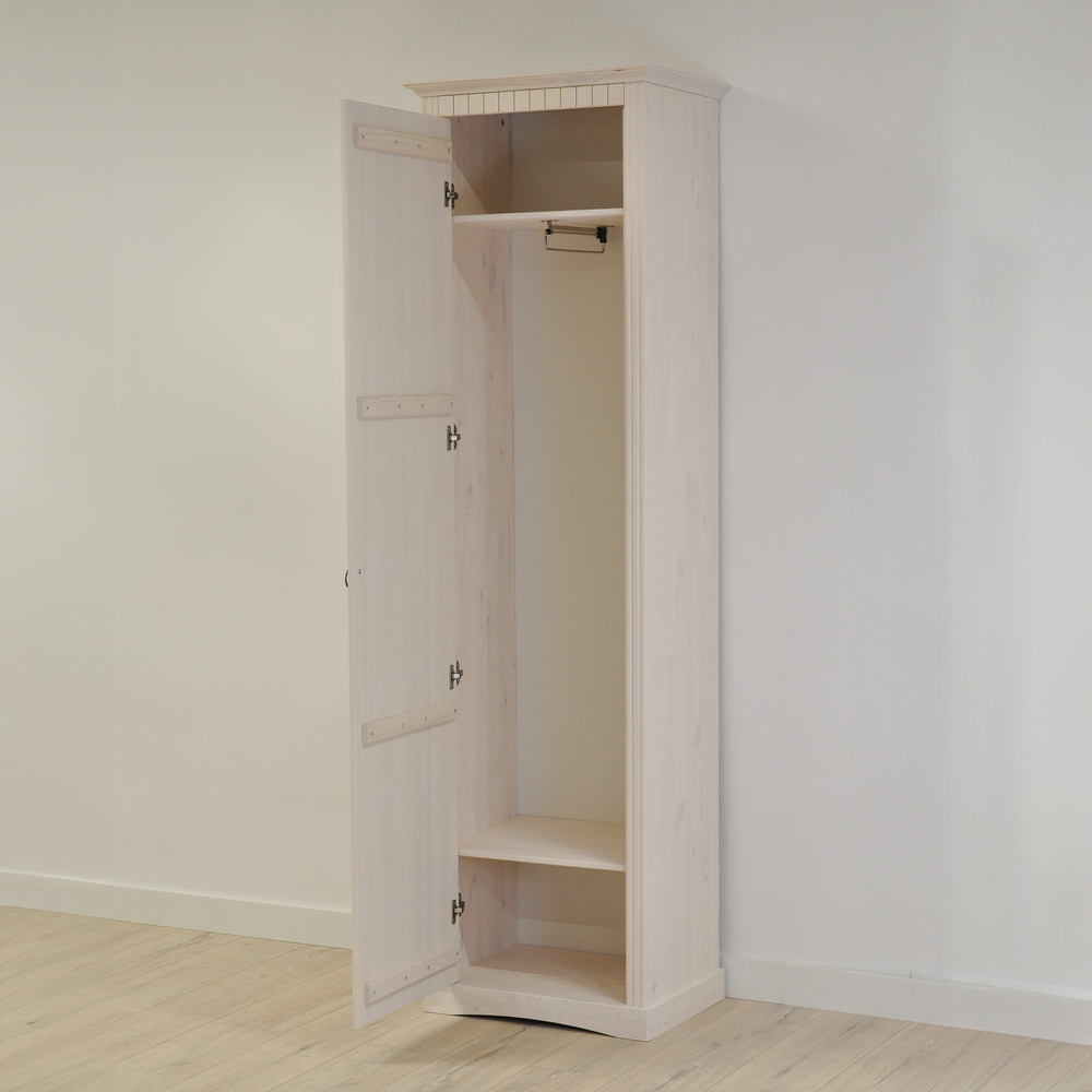 Шкаф для одежды, 58х41х200, Неаполь, распашной, в прихожую, массив дерева, белый, Dipriz
