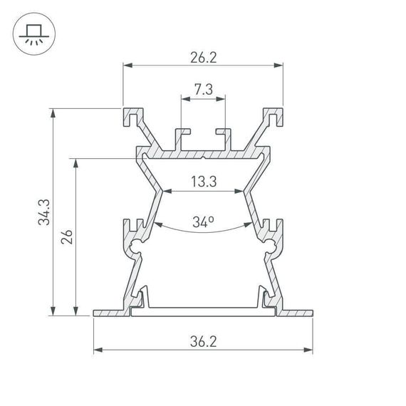 Профиль с рассеивателем Arlight ALU-WIDE-FL-H35-2000 ANOD+FROST 027887