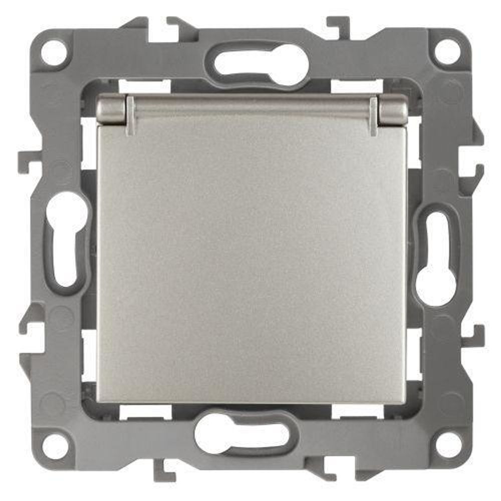 Розетка 1-м СП Эра12 12-2103-15 16А IP20 16AX 250В 2P+E Schuko защ. шторки с крышкой механизм перламутр. Эра Б0019330