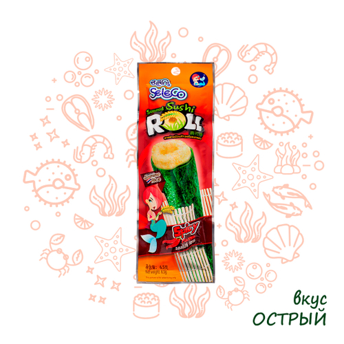 Роллы с рисом Seleco Spicy из жареной морской капусты острый вкус 6,5 г