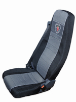 Чехлы SCANIA: 4 серия 2 низких сиденья (полиэфир, черный, серая вставка)