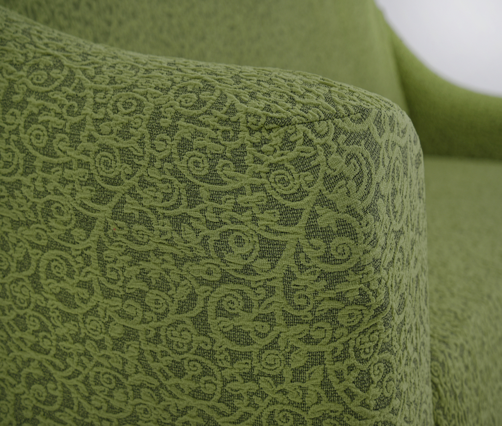 Чехол Жаккард на 3-х местный диван без оборки, цвет Зеленый светлый