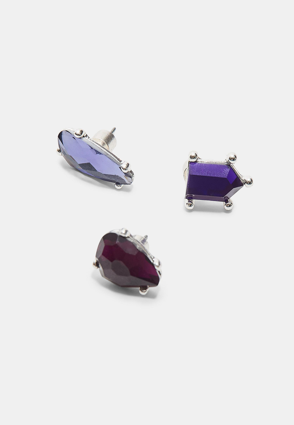 STRADIVARIUS Комплект из сережек и каффов со стразами, серый