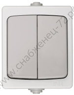 СВЕТОЗАР Аврора, IP44 16A/~250В, Двухклавишный выключатель (SV-54336-W)