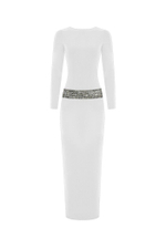 Платье макси из крепа с отделкой из кристаллов и открытой спиной