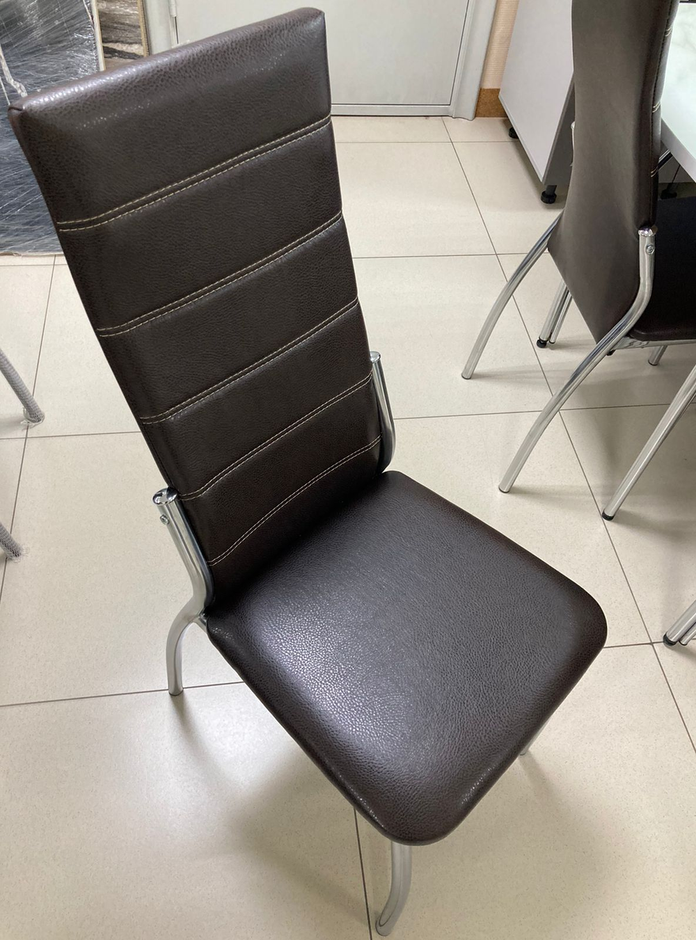 Стул Прага каркас хром квадрат Основание экокожа шоколад