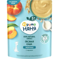 Каша овсяная детская ФрутоНяня с 5 месяцев, с персиком , молочная, сухая, 200 г