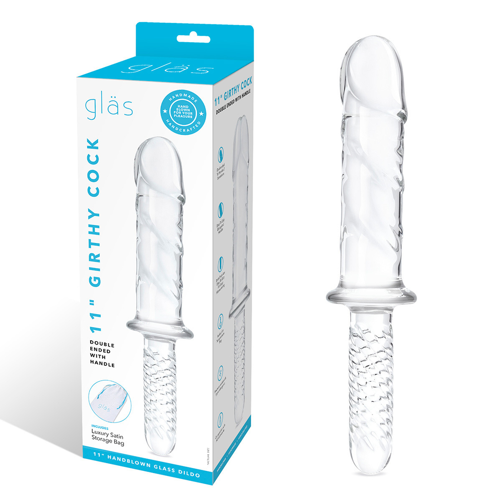 Стеклянный фаллоимитатор двусторонний 11 in Girthy Cock Double Ended With Handle