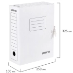 Папка архивная с завязками А4 (325х250 мм), 100 мм, до 900 листов, микрогофрокартон, БЕЛАЯ