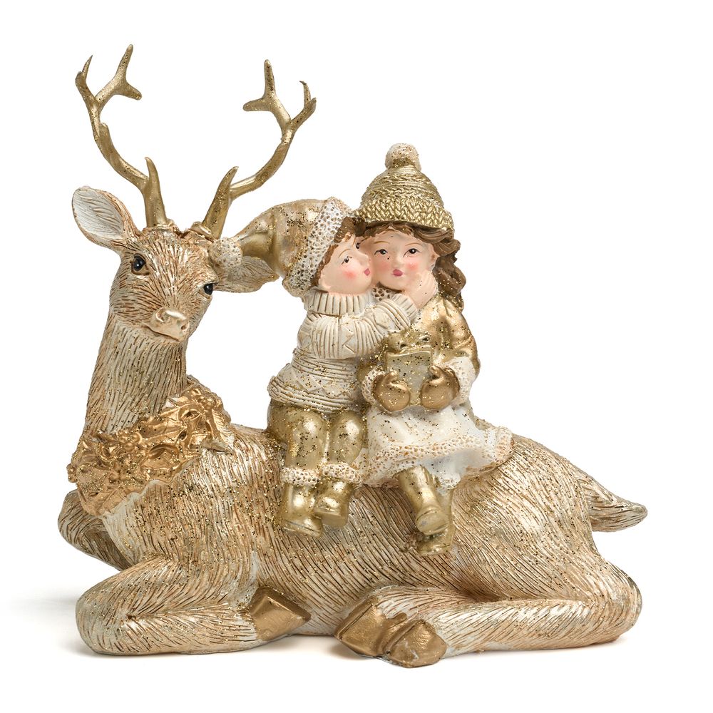 СТАТУЭТКА "ДЕТИ НА ОЛЕНЕ" 14,5Х7Х14 СМ