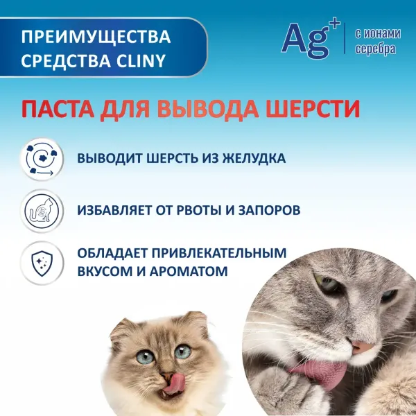 Паста для вывода шерсти Cliny со вкусом сыра, 75мл