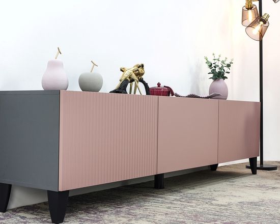 Тумба-ТВ СИРИНИЯ графит серый / пудра